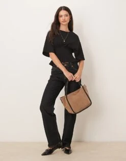 Gina Tricot Short Sleeve Corset Pleated T-shirt In Black For Women -Curated Apparel Shop 207952730 3