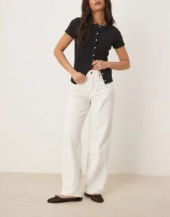 Gina Tricot Baggy Fit Jeans In Off White For Women