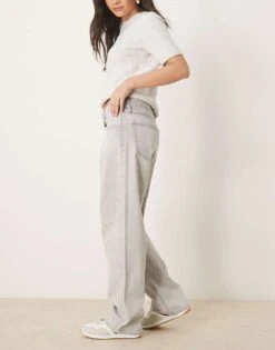 Gina Tricot Baggy Fit Jeans In Lightwash Grey For Women -Curated Apparel Shop 207963450 3