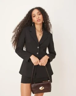 Gina Tricot Fitted Blazer With Bold Shoulder In Black For Women -Curated Apparel Shop 207963483 4