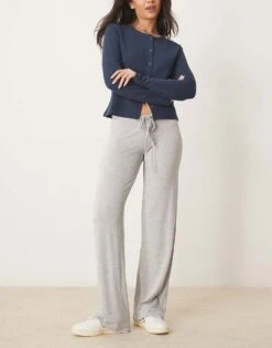 Gina Tricot Low Waist Jersey Trouser Bottoms In Light Grey Melange For Women