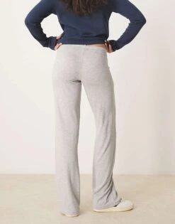 Gina Tricot Low Waist Jersey Trouser Bottoms In Light Grey Melange For Women -Curated Apparel Shop 208079089 3