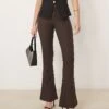 Gina Tricot Low Rise Flare Leg Stretch Trousers In Brown For Women -Curated Apparel Shop 208218150 1 brown