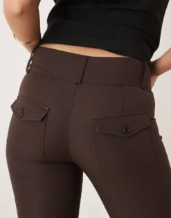 Gina Tricot Low Rise Flare Leg Stretch Trousers In Brown For Women -Curated Apparel Shop 208218150 3