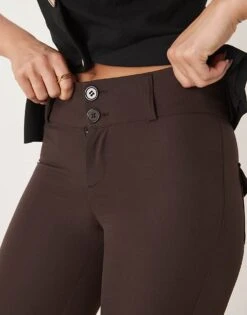 Gina Tricot Low Rise Flare Leg Stretch Trousers In Brown For Women -Curated Apparel Shop 208218150 5
