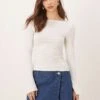 Gina Tricot Soft Touch Long Sleeve Boatneck Top In Off White For Women -Curated Apparel Shop 208239751 1 offwhite