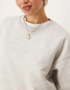 Gina Tricot Relaxed Sweatshirt In Light Grey Melange For Women -Curated Apparel Shop 208261320 3