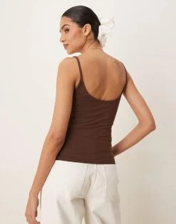 Gina Tricot Jersey Strappy Cami Top In Brown For Women -Curated Apparel Shop 208261369 3