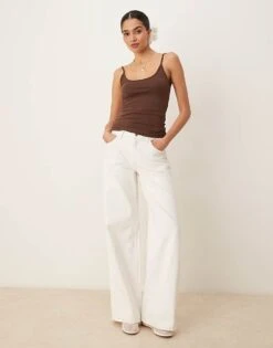 Gina Tricot Jersey Strappy Cami Top In Brown For Women -Curated Apparel Shop 208261369 4